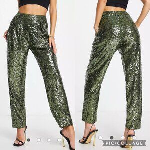 Green Sequin Sparkly Pants Size 16 1xl from ASOS